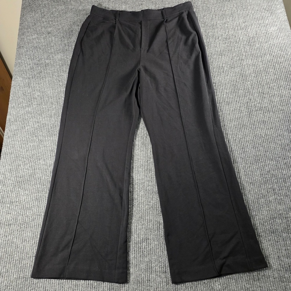 Nic+Zoe Black Onyx Wide Leg Pintuck Trousers XXL W231354 New